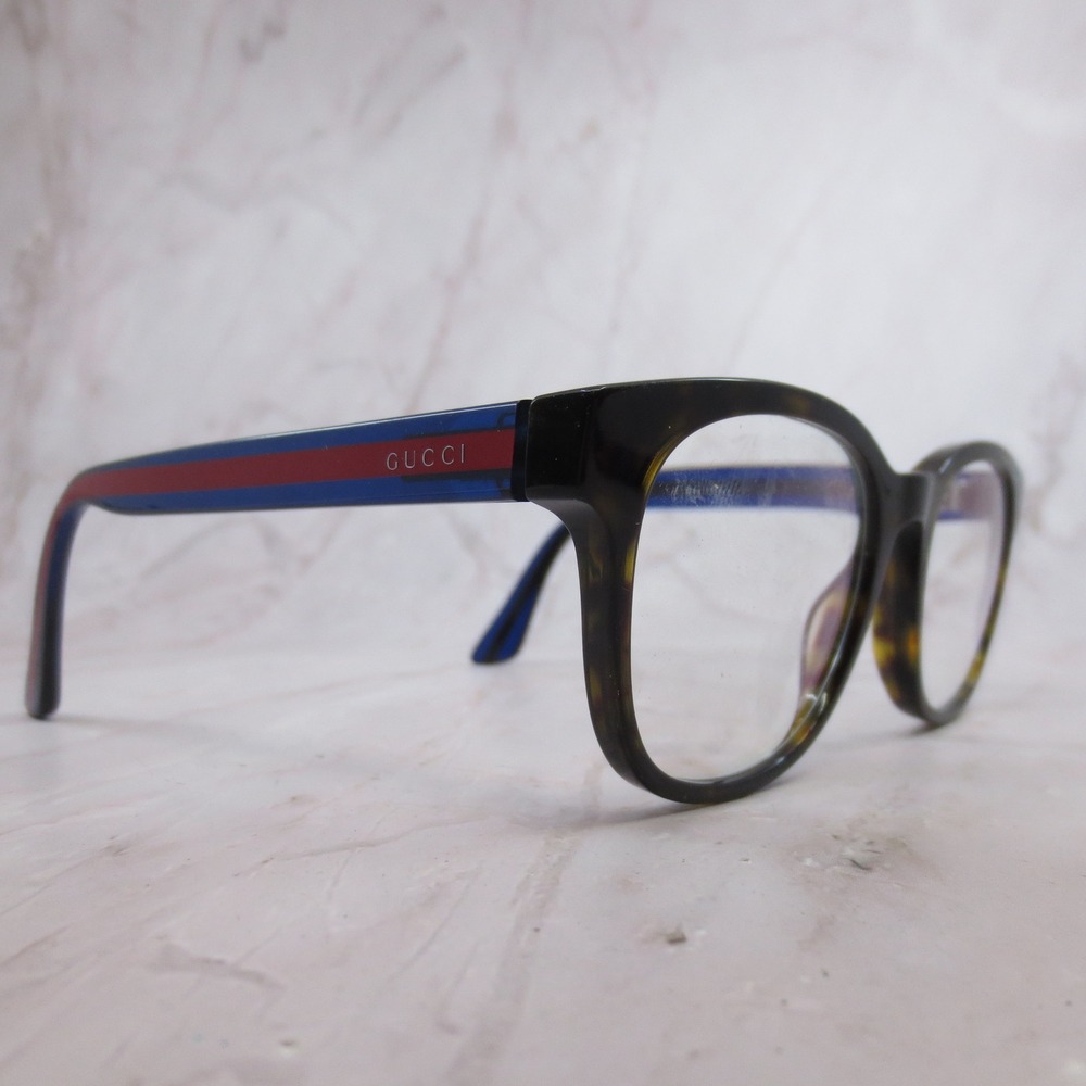 Gucci GG0015O 007 Tortoise Blue Red Web Stripe Eyeglasses Frames 53-20-145 Italy - Picture 2 of 8